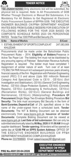 Establishment of Sports Complex at Khuzdar